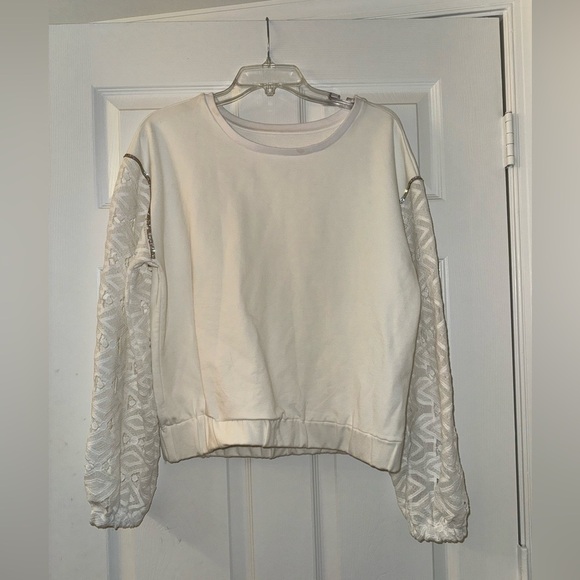 Boston Proper Sweaters - Boston Proper White Rhinestone and Lace Sweater!